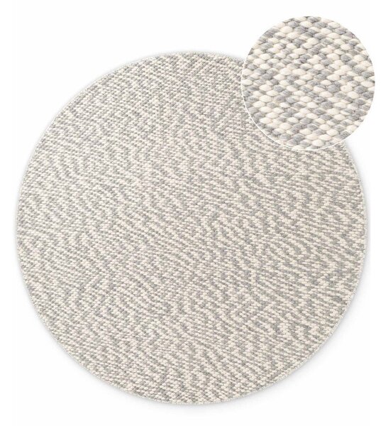 Covor gri deschis/crem țesut manual rotund din lână ø 160 cm Lyon Beans – Elle Decoration