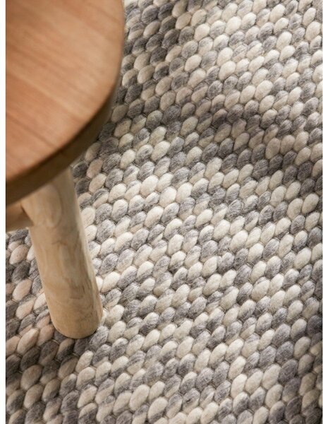 Covor gri deschis/crem țesut manual rotund din lână ø 160 cm Lyon Beans – Elle Decoration
