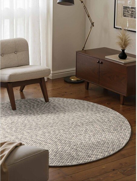 Covor gri deschis/crem țesut manual rotund din lână ø 160 cm Lyon Beans – Elle Decoration