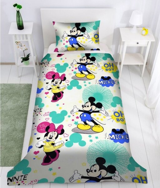 Lenjerie de pat copii - Mickey & Minnie Alb