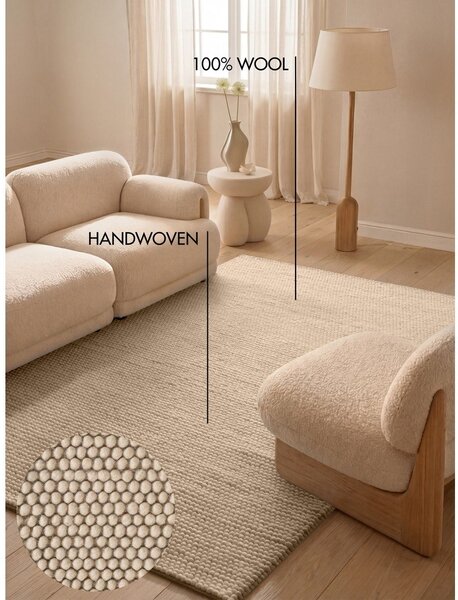 Covor bej țesut manual din lână 120x170 cm Richmond Diana – Ted Baker