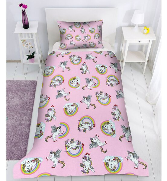Lenjerie de pat copii - Unicornii Roz