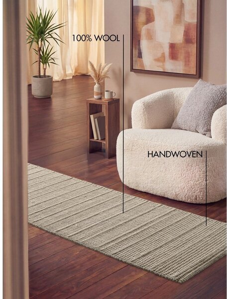Covor tip traversă crem țesut manual din lână 80x250 cm Camden Parker – Ted Baker