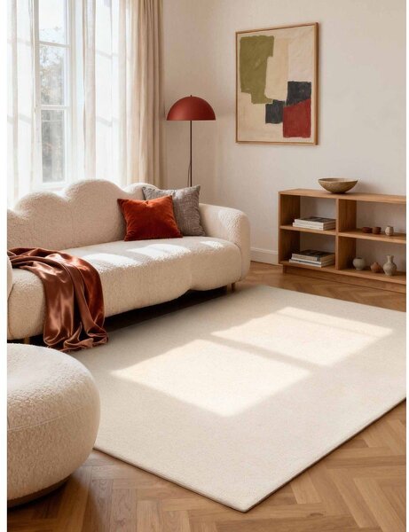 Covor crem țesut manual din lână 160x230 cm Puristic Knots – Elle Decoration