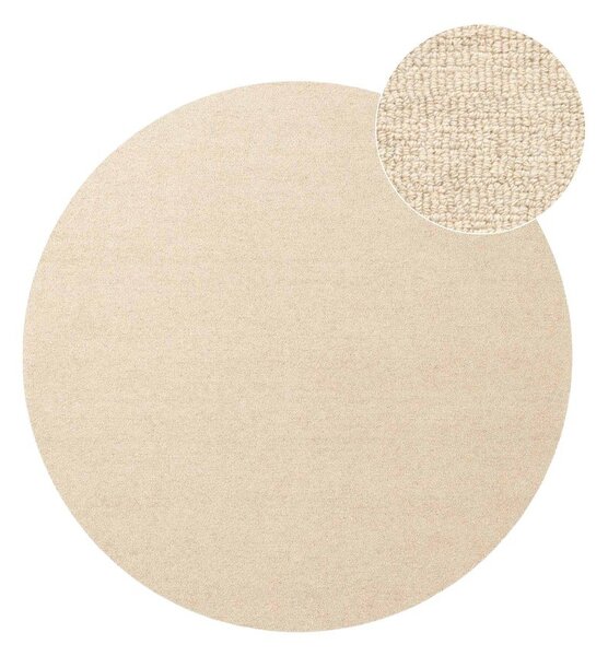 Covor bej țesut manual rotund din lână ø 160 cm Puristic Knots – Elle Decoration