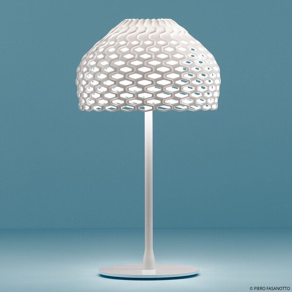 FLOS Tatou T Lampă de masă dimabilă, albă, reglabil, Alb, Camera de zi / sufragerie, Metal, Design