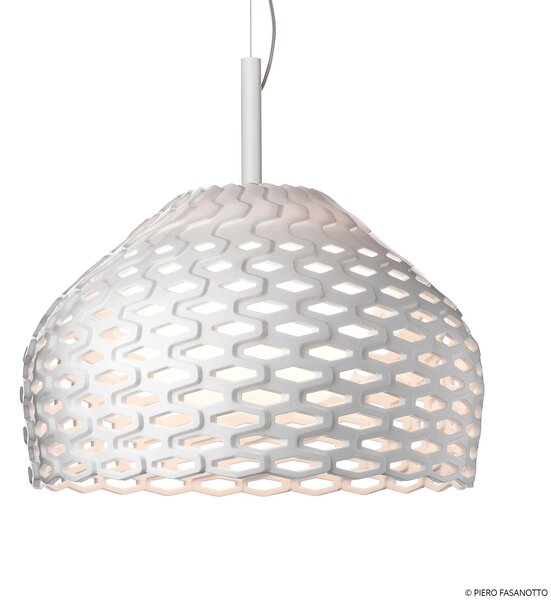 FLOS Tatou S2 Lampă suspendată, albă, reglabil, Alb, Camera de zi / sufragerie, Plastic, Design