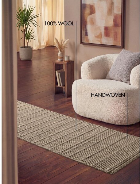 Covor tip traversă bej țesut manual din lână 80x250 cm Camden Parker – Ted Baker