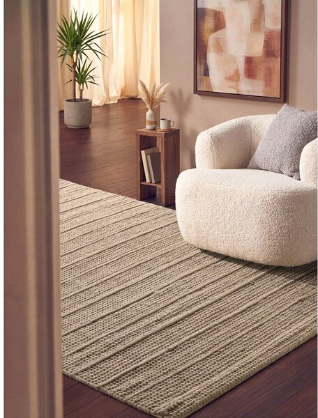 Covor bej țesut manual din lână 80x150 cm Camden Parker – Ted Baker
