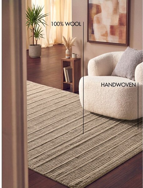 Covor bej țesut manual din lână 80x150 cm Camden Parker – Ted Baker