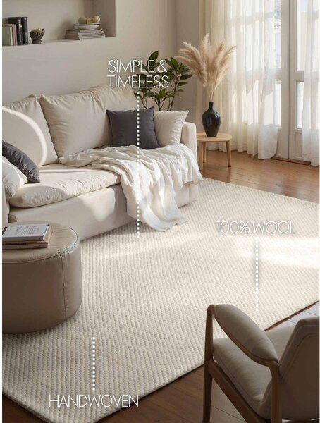 Covor crem țesut manual din lână 140x200 cm Lyon Beans – Elle Decoration