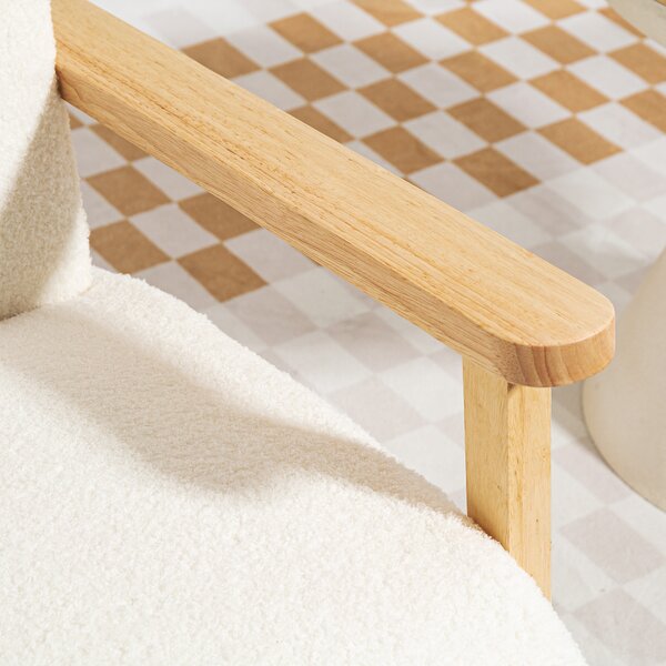 HOMCOM Fotoliu de Living din Material Sherpa și Lemn Stil Nordic, Crem | Aosom Romania