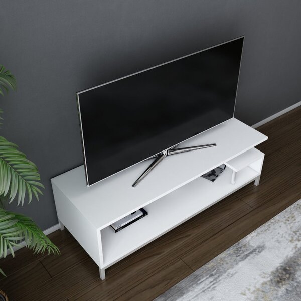 Comoda TV Salvador, Model Reilly, 120x37.6x44.6 cm, Alb