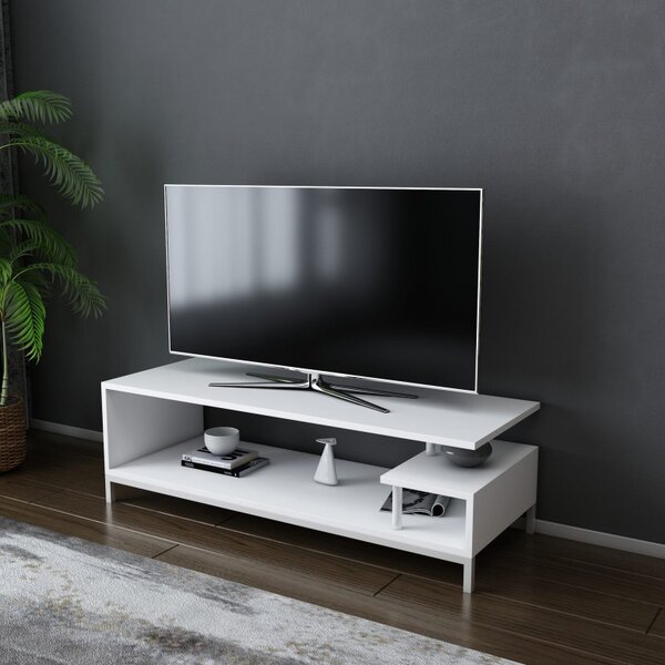 Comoda TV Salvador, Model Reilly, 120x37.6x44.6 cm, Alb
