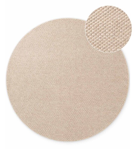 Covor bej țesut manual rotund din lână ø 160 cm Lyon Beans – Elle Decoration