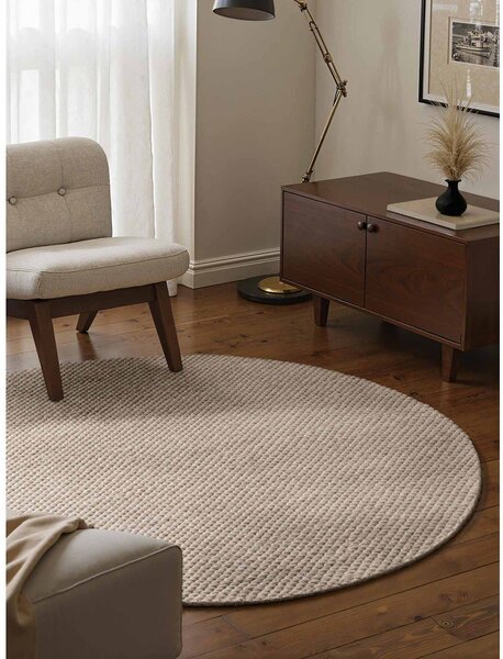 Covor bej țesut manual rotund din lână ø 160 cm Lyon Beans – Elle Decoration