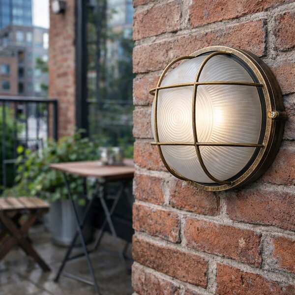 Lampă de perete exterioară industrială auriu antic IP44 - Hanneke