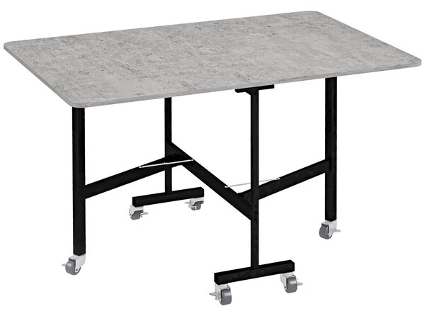 HOMCOM Masă Pliabilă pentru 4-6 Persoane, Masă de Bucătărie Modernă cu Spațiu Economic și 6 Roți, 120x80x73 cm, Gri | Aosom Romania