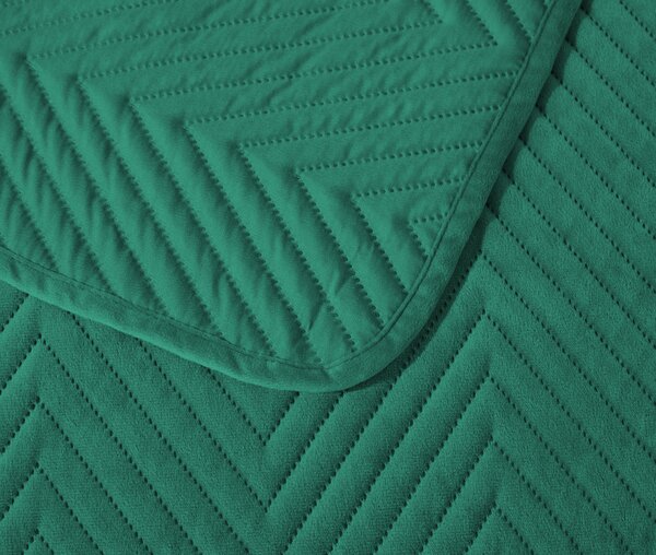 Cuvertura de pat din catifea verde ARROW VELVET Dimensiuni: 200 x 220 cm