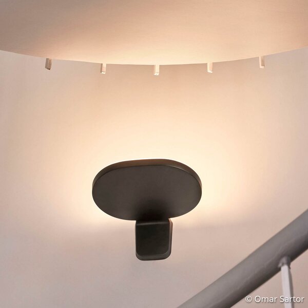 FLOS Oplight W1 aplică de perete LED, negru, reglabil, Negru, Camera de zi / sufragerie, Metal, Design