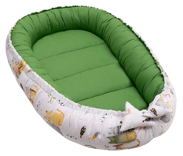 Cosulet bebelus pentru dormit Kidizi Baby Nest Cocoon Wiskers 90x50 cm – reglabil, reversibil, din bumbac 100%, lavabil la masina