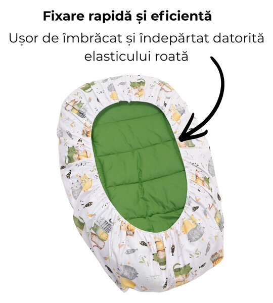 Baby Nest cu husa detasabila din bumbac Kidizi Wiskers – cosulet bebelus pentru dormit reglabil, reversibil, 90x50 cm