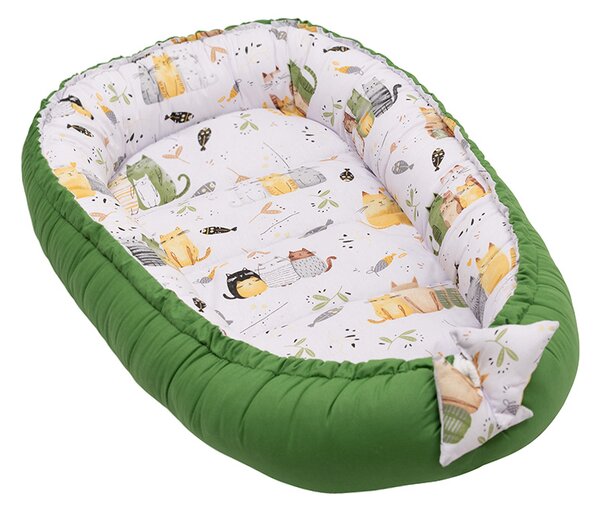 Cosulet bebelus pentru dormit Kidizi Baby Nest Cocoon Wiskers 90x50 cm – reglabil, reversibil, din bumbac 100%, lavabil la masina