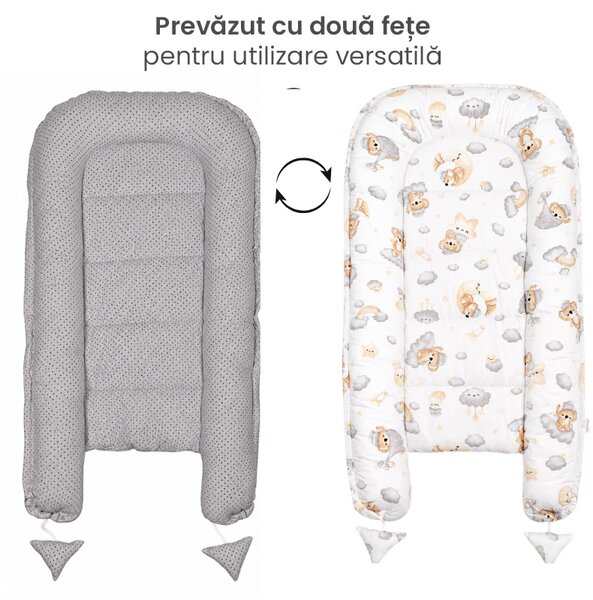 Cosulet bebelus pentru dormit Kidizi Baby Nest Cocoon 90x50 cm Koala Dreams