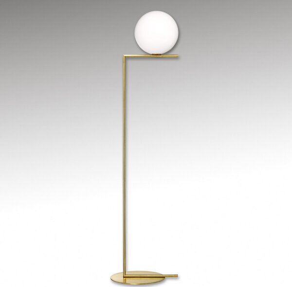 FLOS IC F2 lampadar alamă periat, reglabil, Auriu / Alamă, Camera de zi / sufragerie, Metal, Design