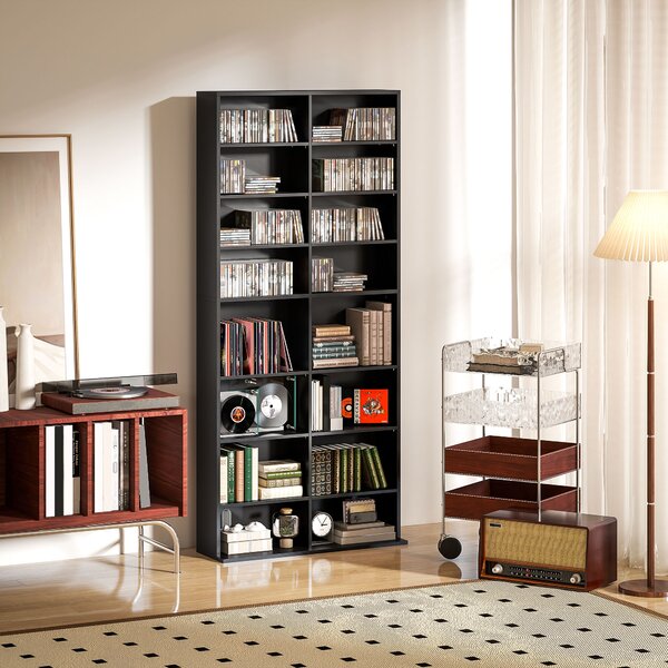 HOMCOM Raft pentru CD-uri cu 14 Rafturi Reglabile pentru 640 CD-uri/360 DVD-uri Negru | Aosom Romania