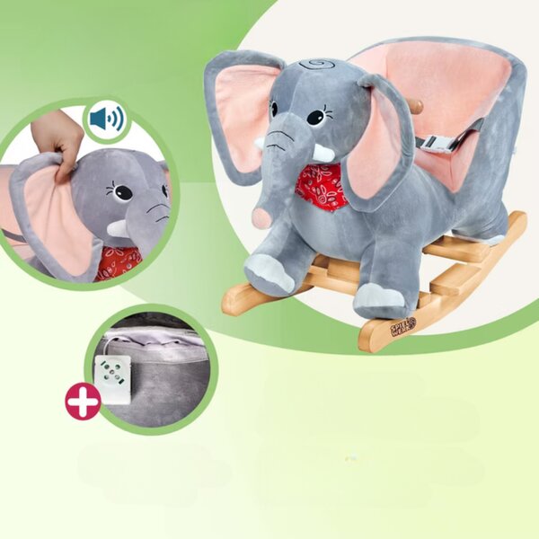 Jucărie balansoar elefant VICTOR cu centură de siguranță, gri Spielwerk