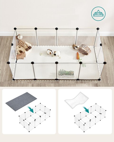 Țarc pentru animale mici din plastic transparent BEN, 125x63x42 cm, transparent SongmicsHome