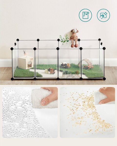 Țarc pentru animale mici din plastic transparent BEN, 125x63x42 cm, transparent SongmicsHome
