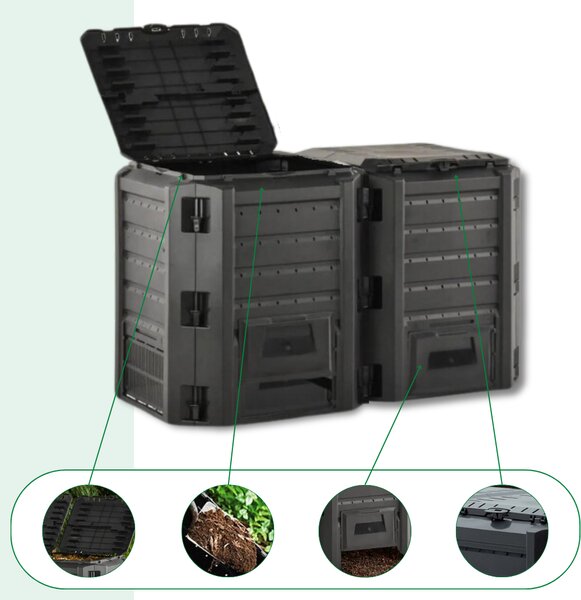 Compostor de grădină - Compogreen 800 l, negru Prosperplast