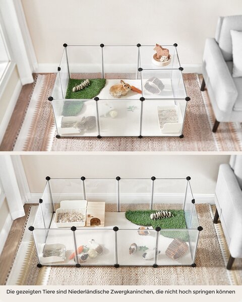 Țarc pentru animale mici din plastic transparent BEN, 125x63x42 cm, transparent SongmicsHome