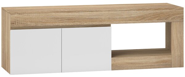 HOMCOM Dulap pentru TV de 60" cu Dulăpior, 2 Uși și Raft Deschis, Mobilier TV din Lemn, 140x40x48 cm, Lemn Natural | Aosom Romania