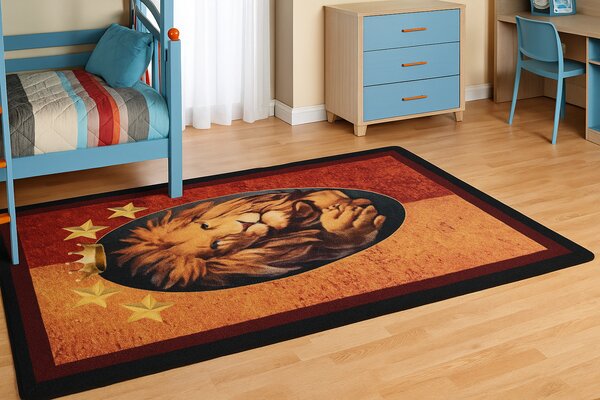 Covor Copii, Aslan, 133x190 cm, 1275 gr mp Multicolor, Dreptunghi, 133 x 190
