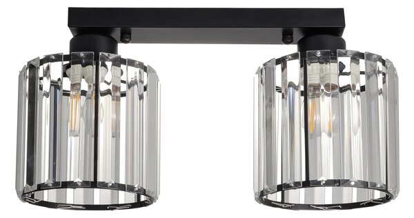 Plafoniera Esra PL2 Klausen Essential, Corp Iluminat Interior Metal Negru Sticla, 2xE27, Design Clasic, 17.5x35x13 cm, Eficienta Si Eleganta