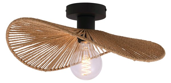 Plafoniera Klausen Elite PL1 Relax 38x38x15cm, corp iluminat interior din hartie natur cu metal, design organic modern, soclu E27, atmosfera calda