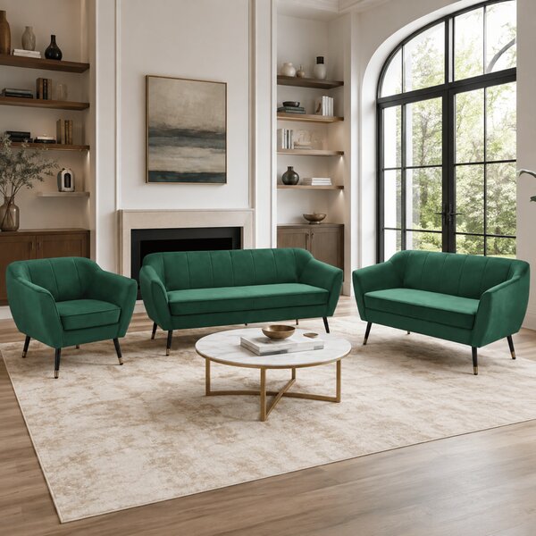 KONDELA Fotoliu de design, ţesătură Velvet verde/negru/aurie, VIODA
