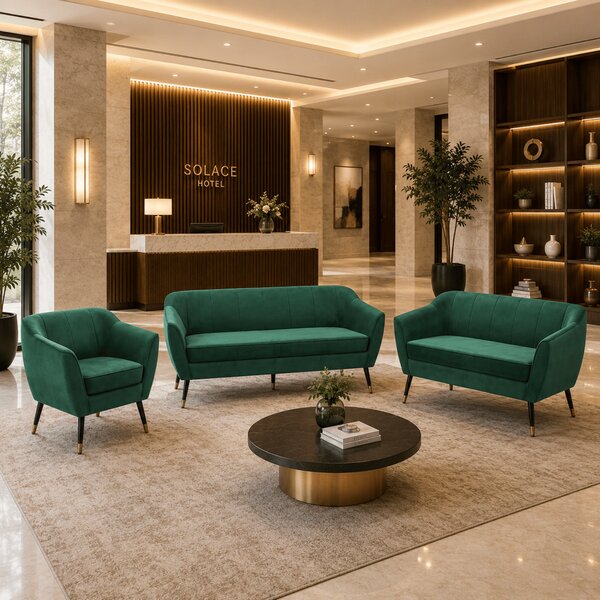KONDELA Fotoliu de design, ţesătură Velvet verde/negru/aurie, VIODA