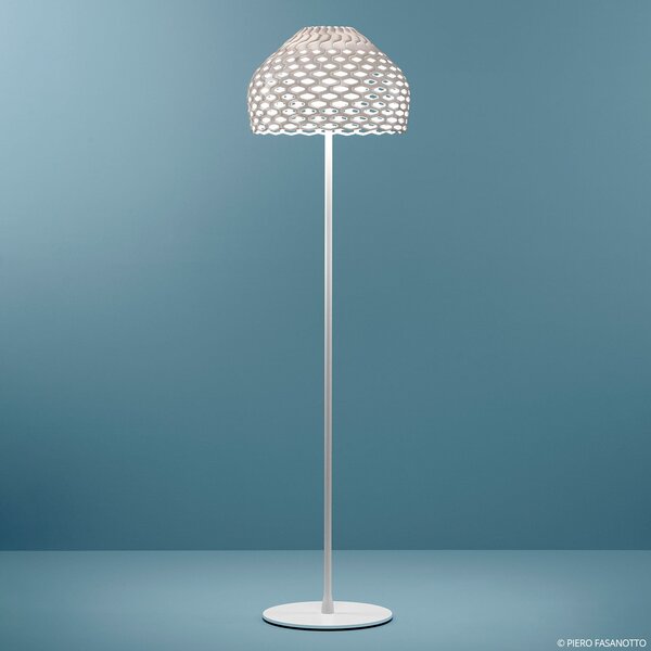 FLOS Tatou F lampadar dimabil, alb, reglabil, Alb, Camera de zi / sufragerie, Metal, Design