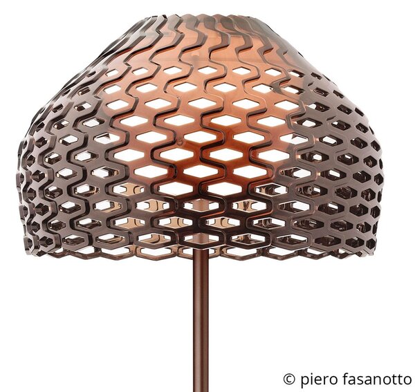 FLOS Tatou F lampadar dimabil, gri ocru, reglabil, Maro / Rugină, Camera de zi / sufragerie, Metal, Design