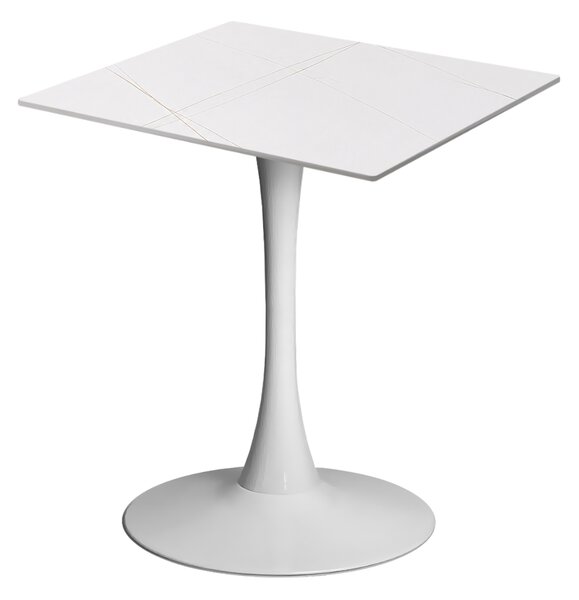 Masa 2HOME stil Tulip Patrata, Marble Alb, 60x60cm
