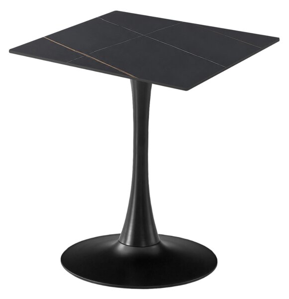 Masa 2HOME stil Tulip Patrata, Marble Negru, 60x60cm
