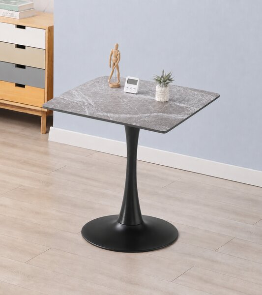 Masa 2HOME stil Tulip Patrata, Marble Gri, 60x60cm
