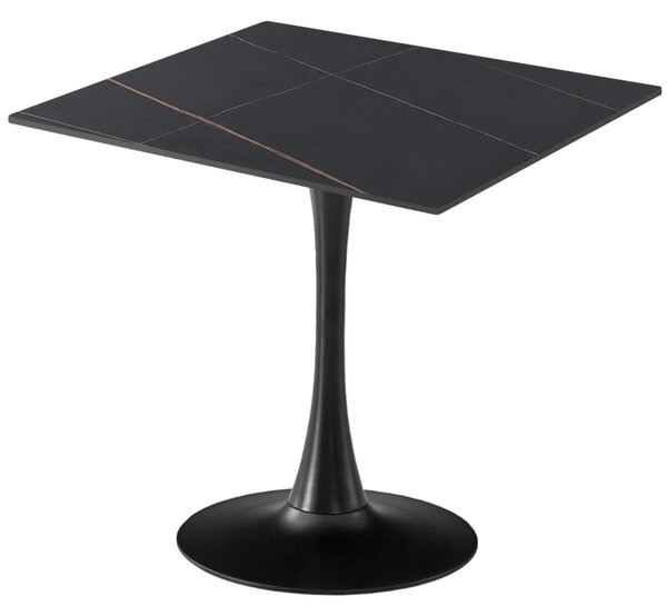 Masa 2HOME stil Tulip Patrata, Marble Negru, 80x80cm