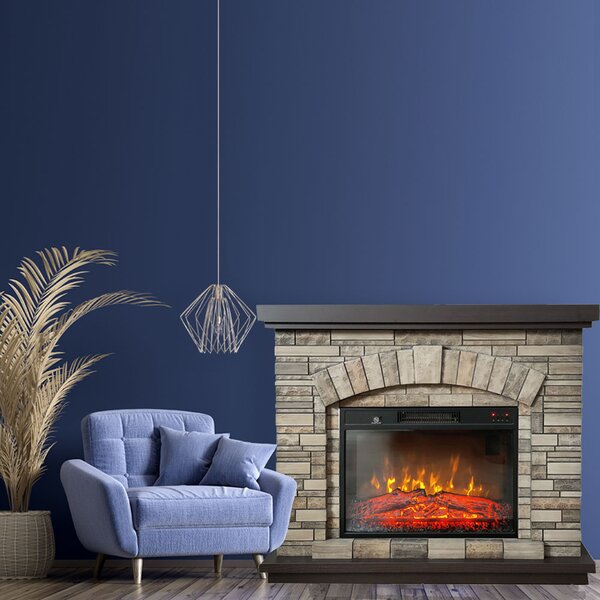Semineu electric ElectricSun 3D AMBAR Stone, cu sunet, 3 culori, Wi-Fi cu APP internet, L107xH90cm