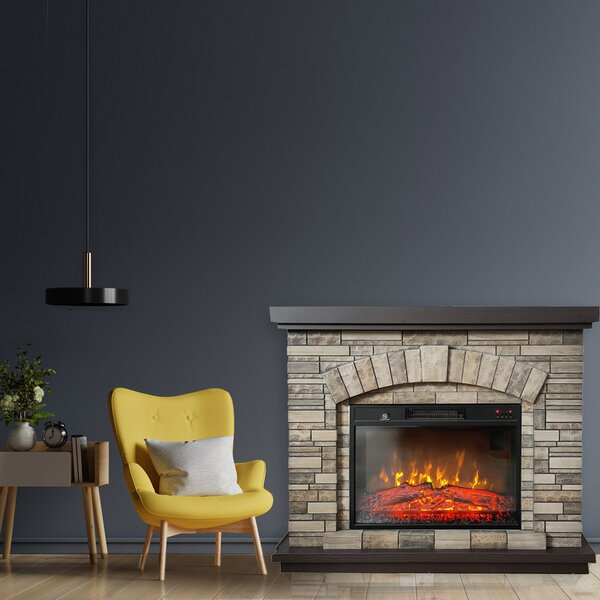 Semineu electric ElectricSun 3D AMBAR Stone, cu sunet, 3 culori, Wi-Fi cu APP internet, L107xH90cm