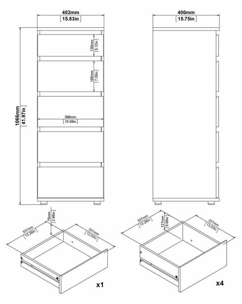 Comodă albă înaltă 40x107 cm Nova – Tvilum